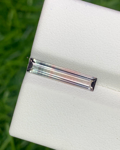 Natural Tri Color Tourmaline 1.11 Carat 15.7x3.3 MM Baguette Shape Faceted Gemstone