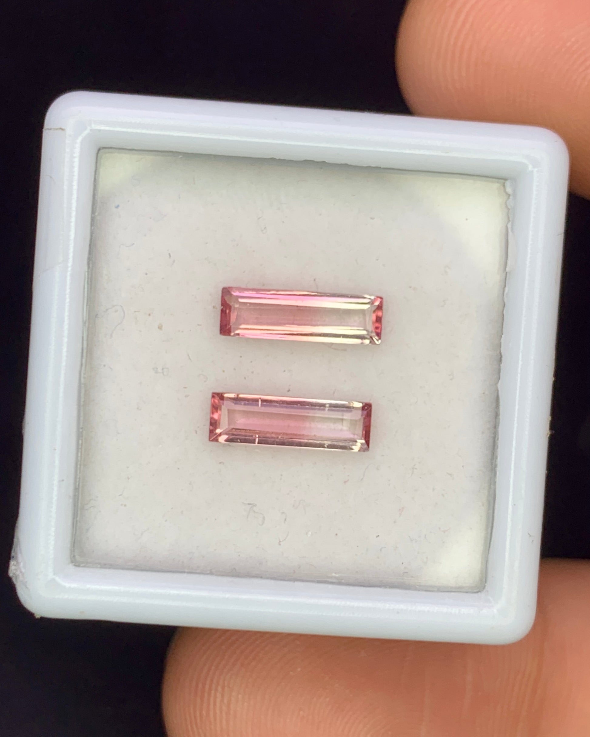 Natural Bi Color Tourmaline Lot 1.01 Carat Mix Size Baguette Shape Faceted Gemstone 2 Piece Lot 