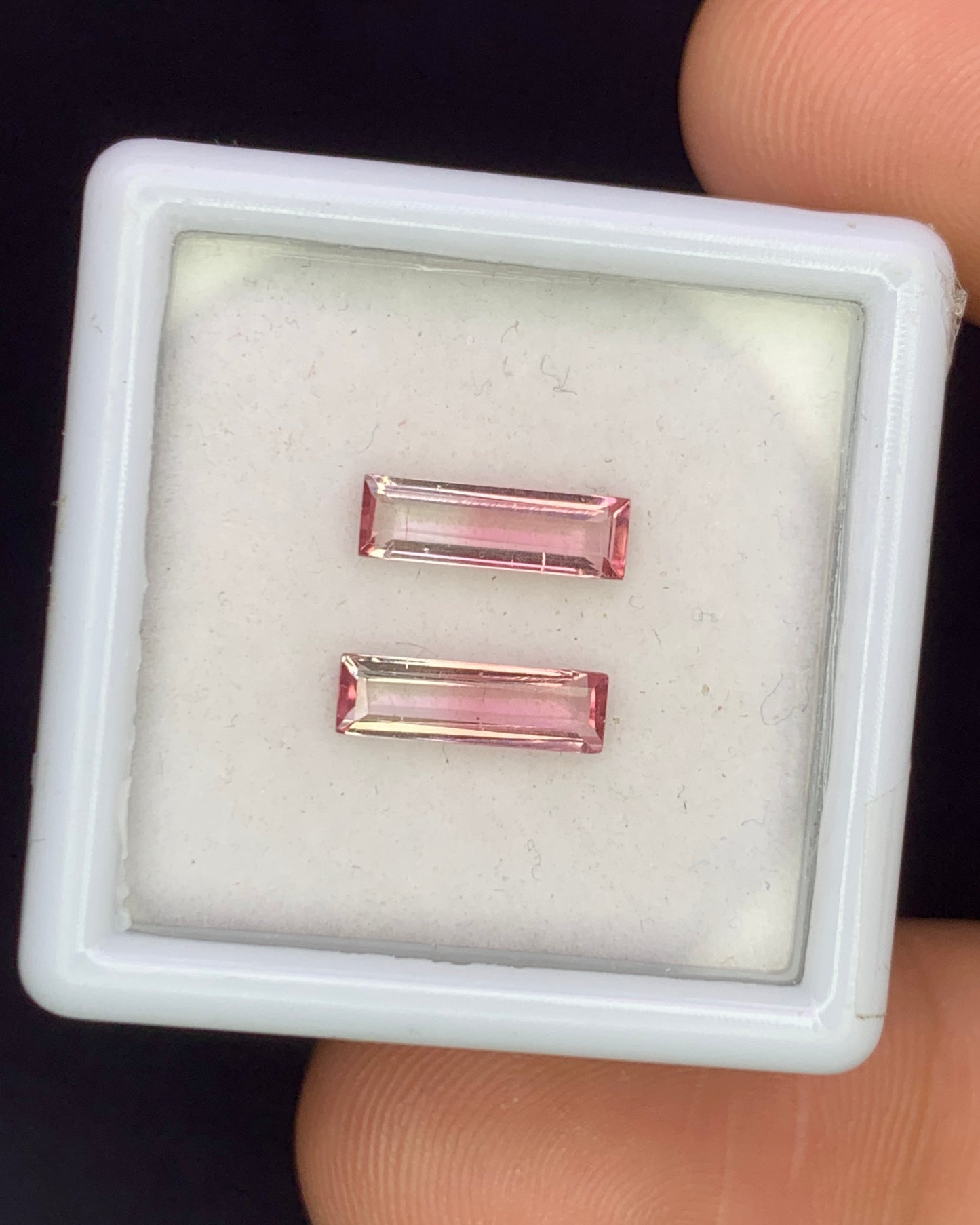 Natural Bi Color Tourmaline Lot 1.01 Carat Mix Size Baguette Shape Faceted Gemstone 2 Piece Lot 