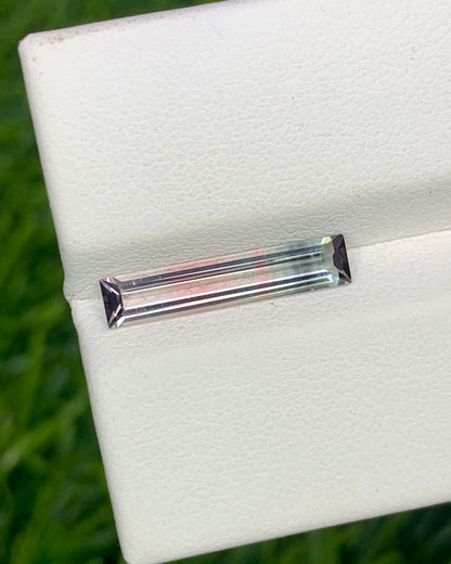 Natural Tri Color Tourmaline 1.11 Carat 15.7x3.3 MM Baguette Shape Faceted Gemstone