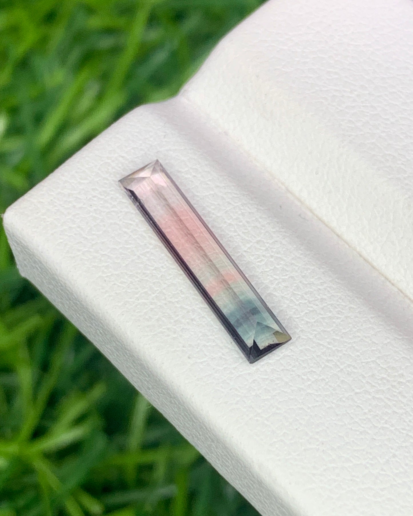 Natural Tri Color Tourmaline 1.11 Carat 15.7x3.3 MM Baguette Shape Faceted Gemstone