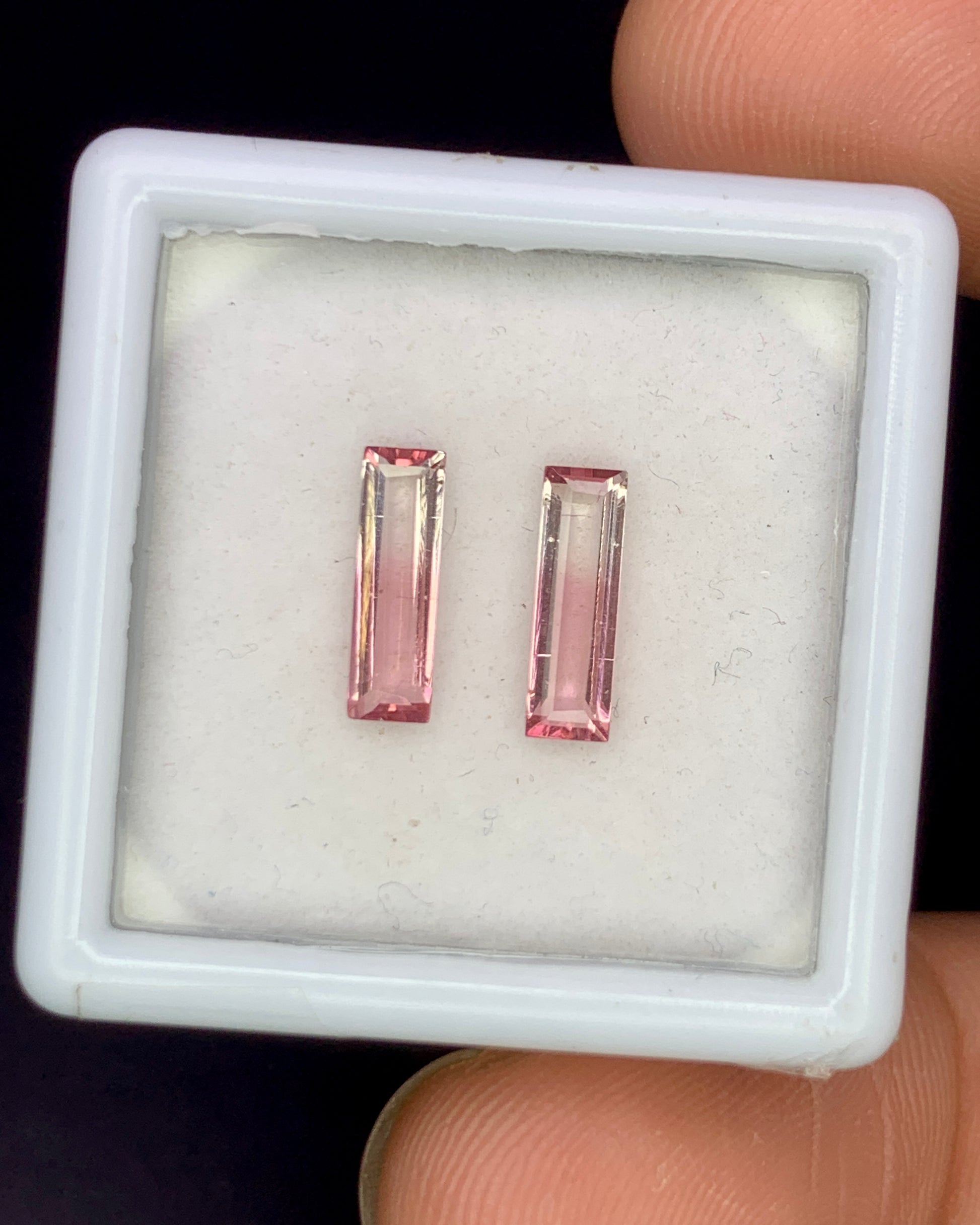 Natural Bi Color Tourmaline Lot 1.01 Carat Mix Size Baguette Shape Faceted Gemstone 2 Piece Lot 