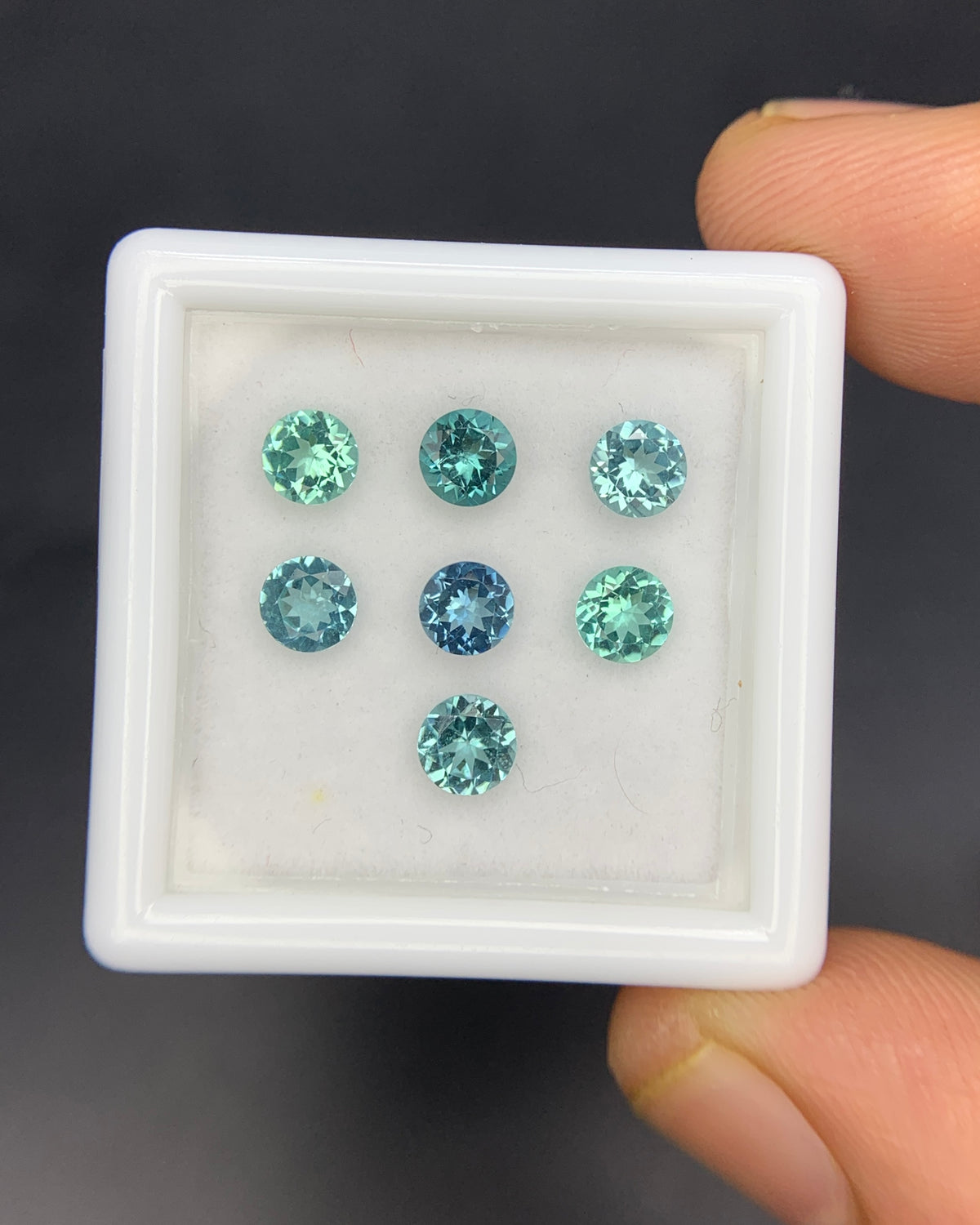 Natural Indicolite Tourmaline Lot 1.71 Carat 4x4 MM Round Shape Faceted Gemstone 7 Piece Lot