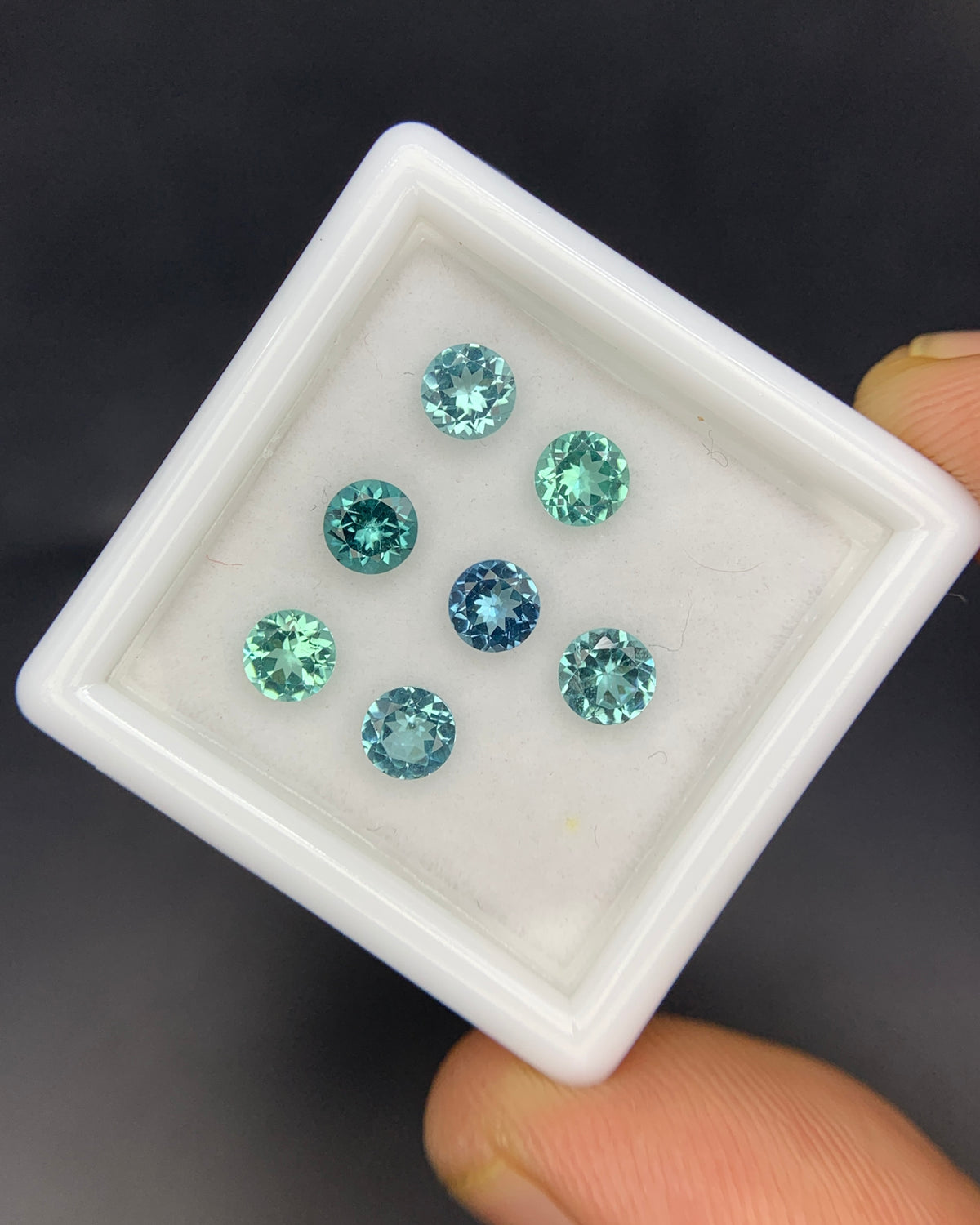 Natural Indicolite Tourmaline Lot 1.71 Carat 4x4 MM Round Shape Faceted Gemstone 7 Piece Lot