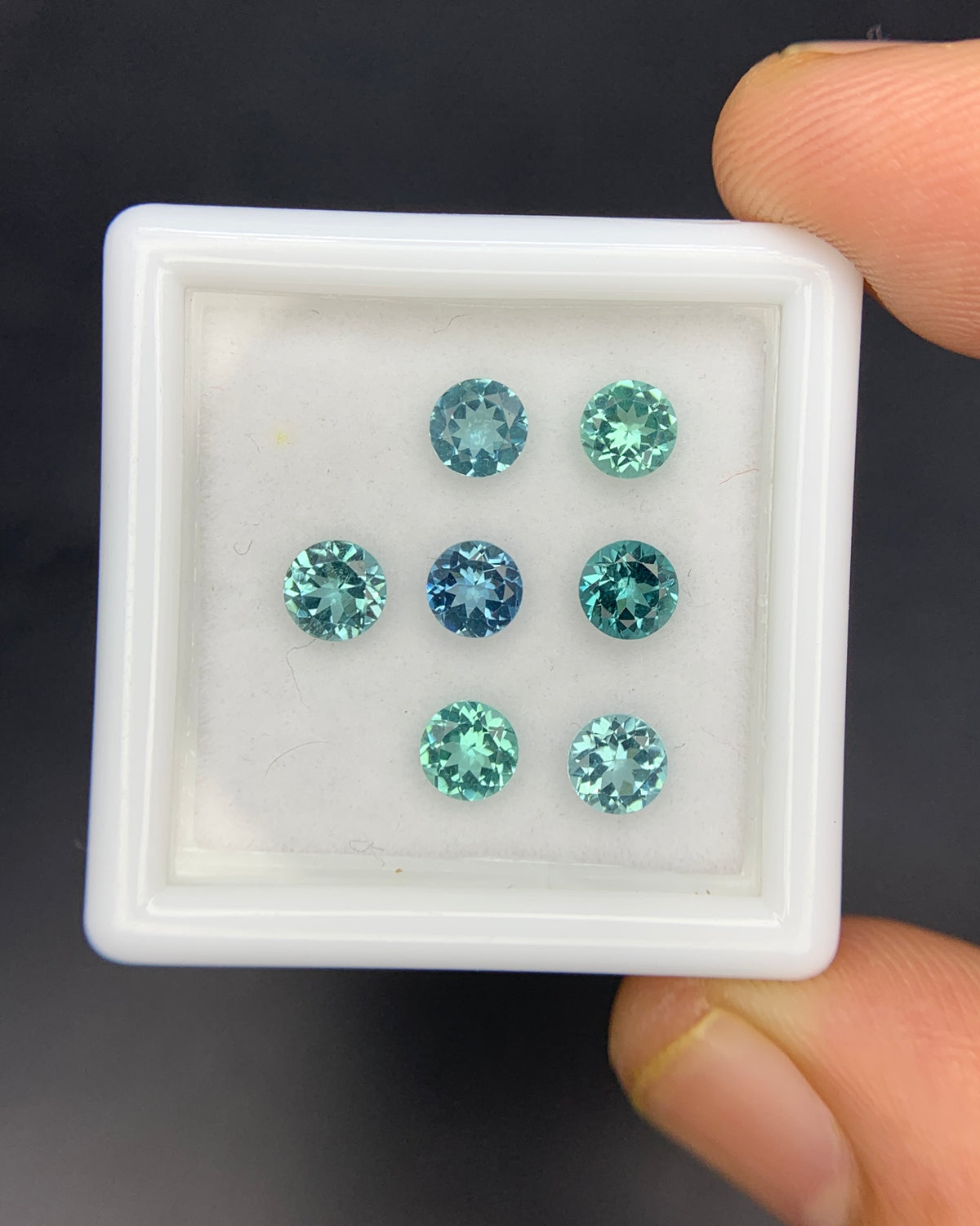 Natural Indicolite Tourmaline Lot 1.71 Carat 4x4 MM Round Shape Faceted Gemstone 7 Piece Lot