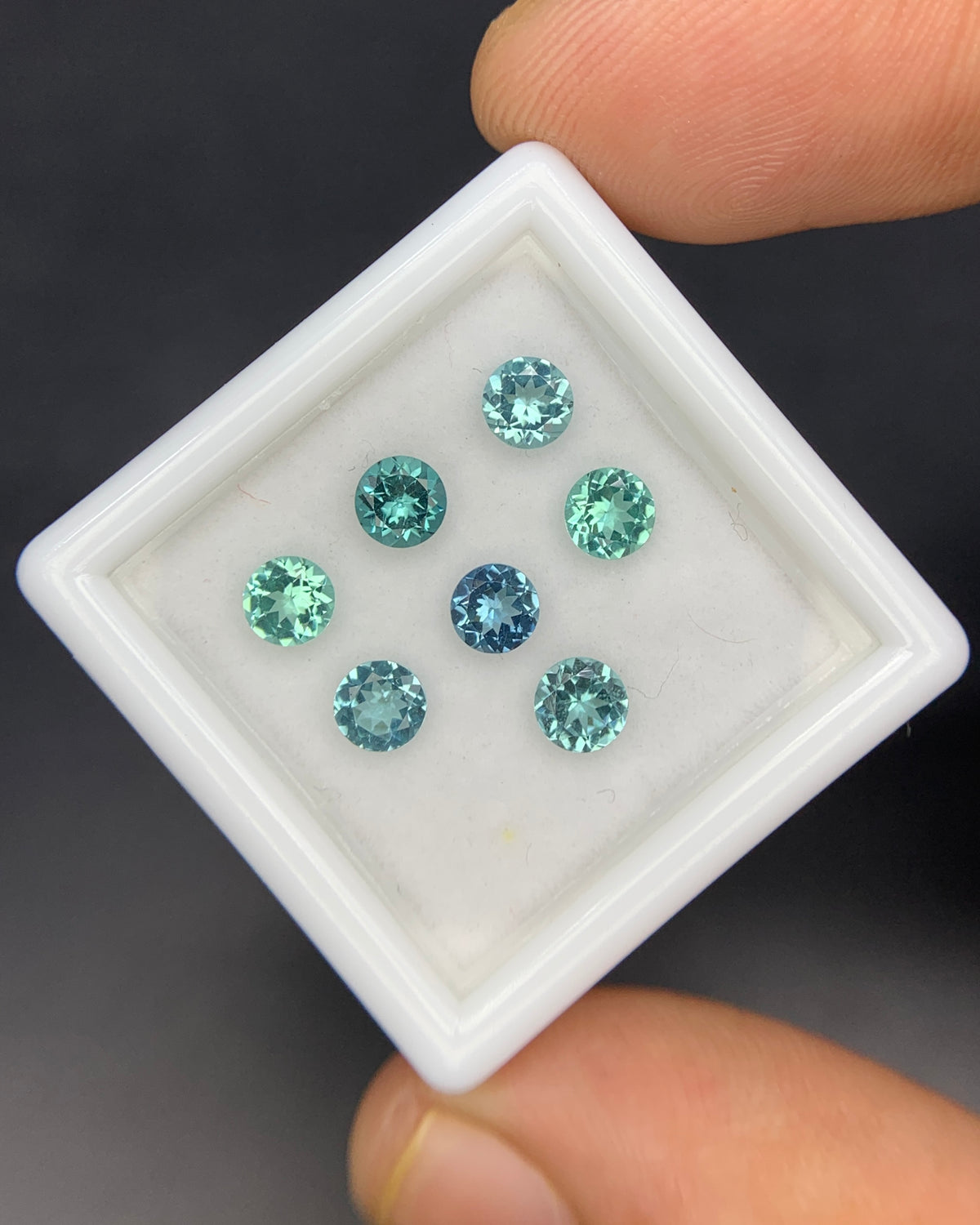 Natural Indicolite Tourmaline Lot 1.71 Carat 4x4 MM Round Shape Faceted Gemstone 7 Piece Lot