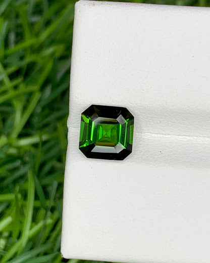 Natural Bottle Green Tourmaline 1.43 Carat 7x7 MM Ascher Cut Faceted Gemstone