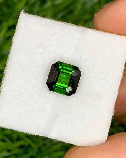 Natural Bottle Green Tourmaline 1.43 Carat 7x7 MM Ascher Cut Faceted Gemstone