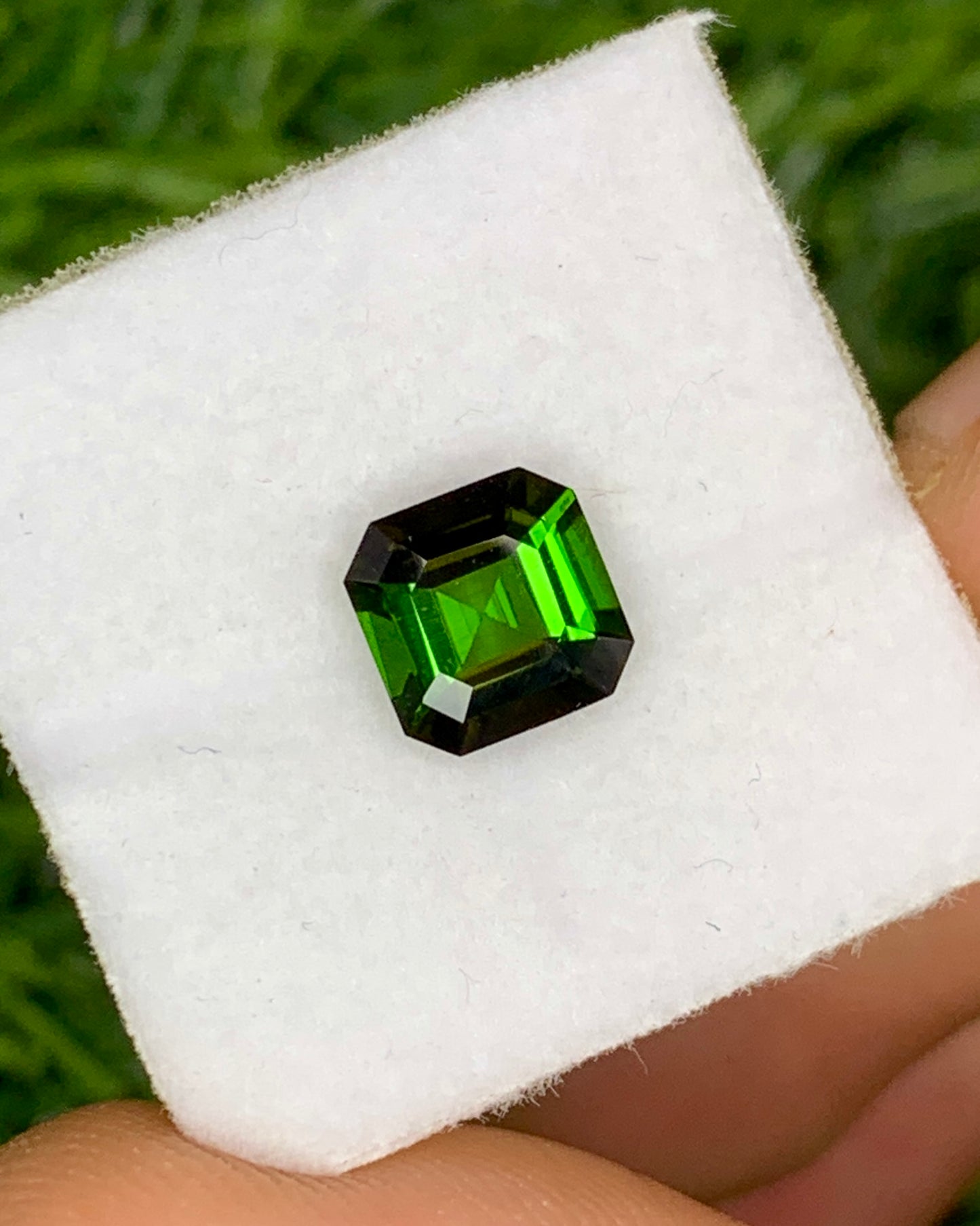 Natural Bottle Green Tourmaline 1.43 Carat 7x7 MM Ascher Cut Faceted Gemstone