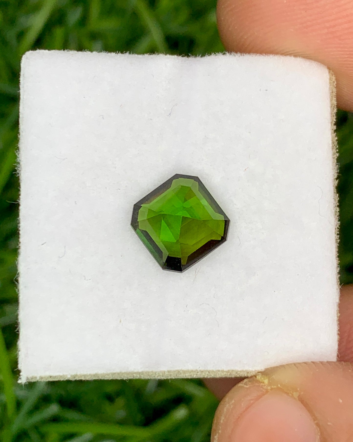 Natural Bottle Green Tourmaline 1.43 Carat 7x7 MM Ascher Cut Faceted Gemstone