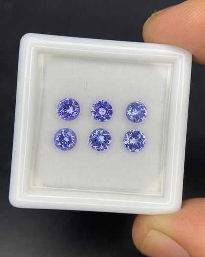 Natural Blue Tanzanite Lot 1.44 Carat 4x4 MM Round Shape Faceted Gemstone 6 Piece Lot