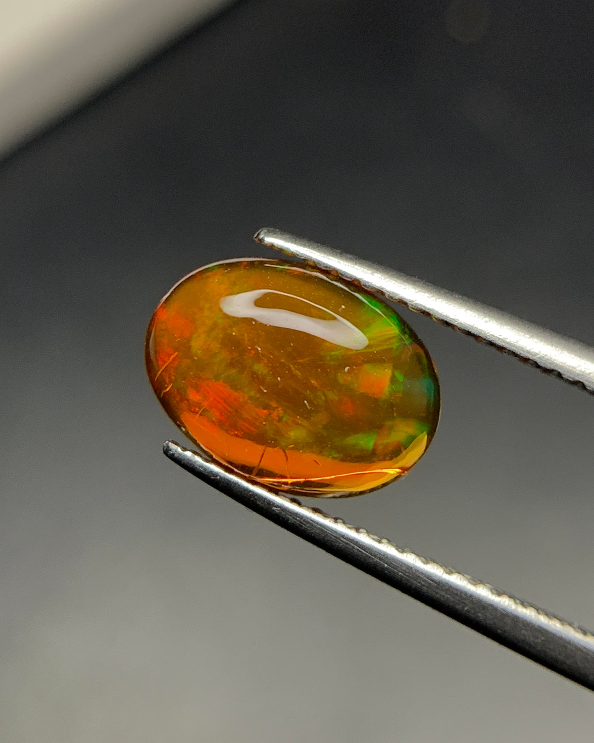 Natural Mexican Fire Opal 1.69 Carat 10.5x7.7 MM Oval Shape Cabochon Gemstone 