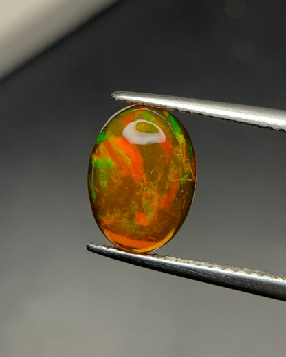 Natural Mexican Fire Opal 1.69 Carat 10.5x7.7 MM Oval Shape Cabochon Gemstone 
