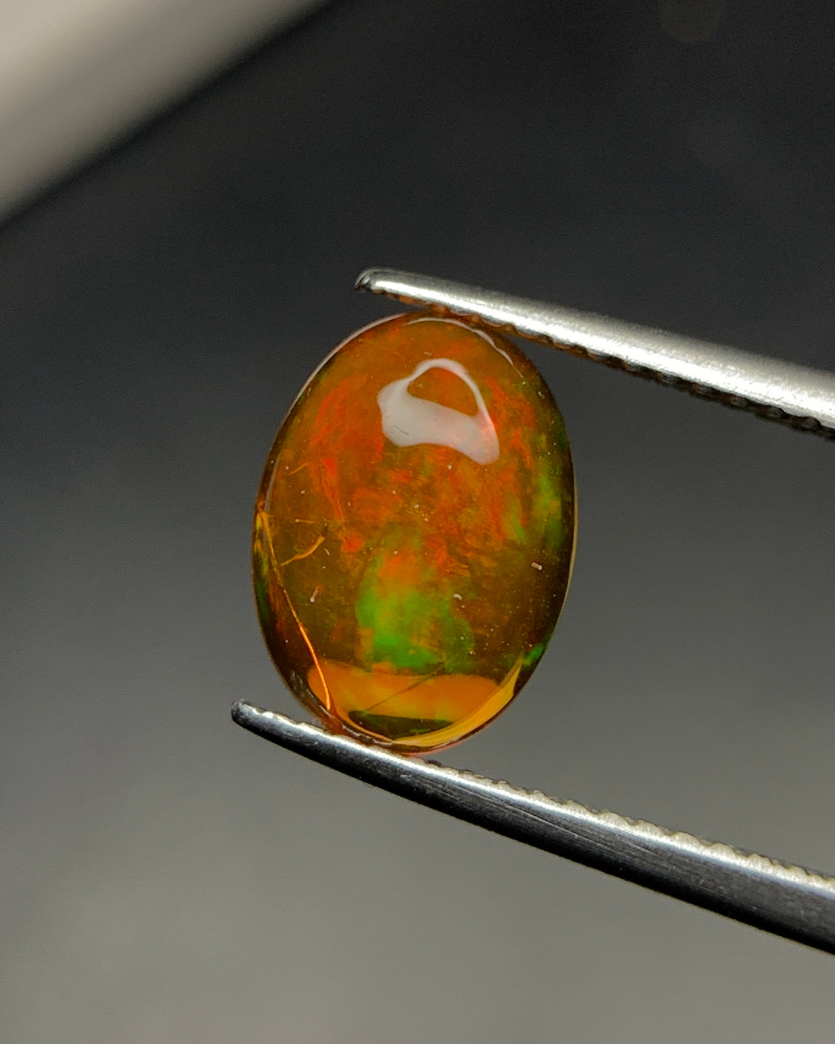Natural Mexican Fire Opal 1.69 Carat 10.5x7.7 MM Oval Shape Cabochon Gemstone 