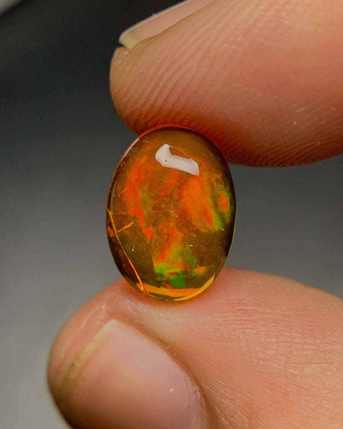 Natural Mexican Fire Opal 1.69 Carat 10.5x7.7 MM Oval Shape Cabochon Gemstone 