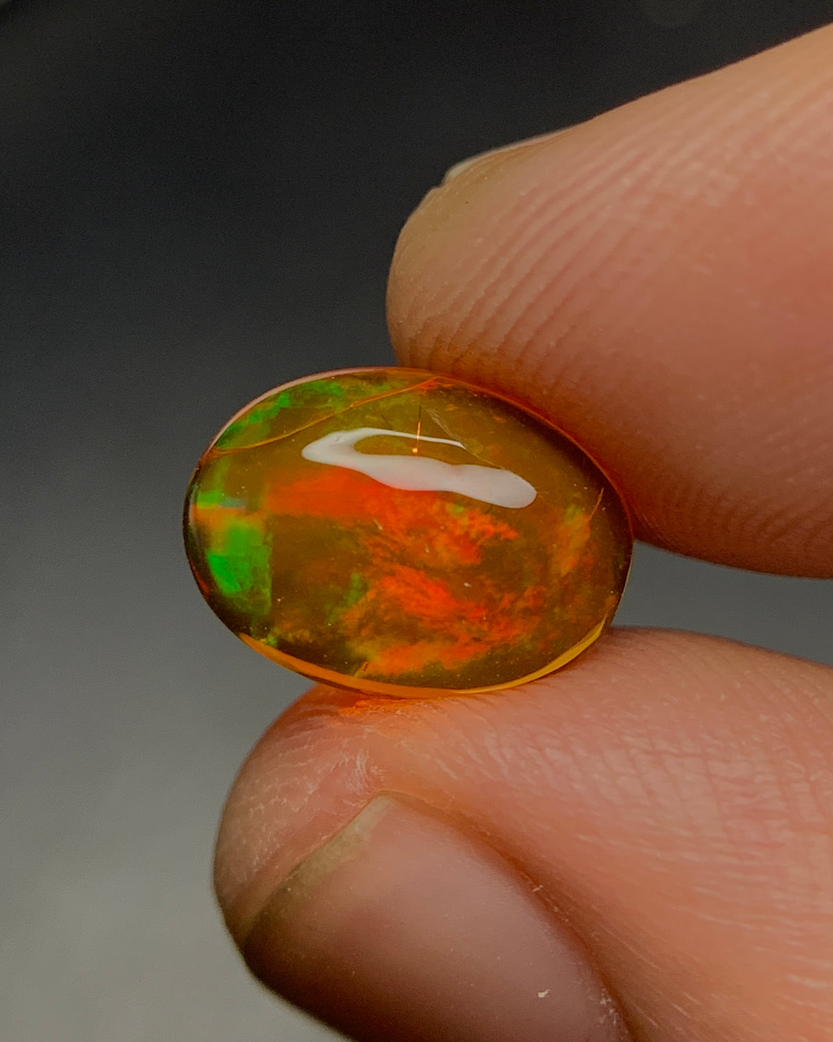 Natural Mexican Fire Opal 1.69 Carat 10.5x7.7 MM Oval Shape Cabochon Gemstone 
