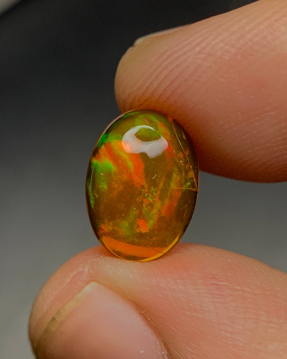Natural Mexican Fire Opal 1.69 Carat 10.5x7.7 MM Oval Shape Cabochon Gemstone 