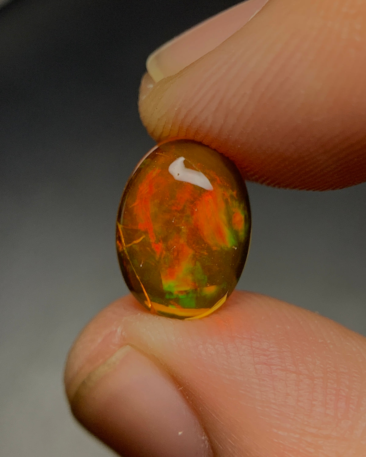 Natural Mexican Fire Opal 1.69 Carat 10.5x7.7 MM Oval Shape Cabochon Gemstone 