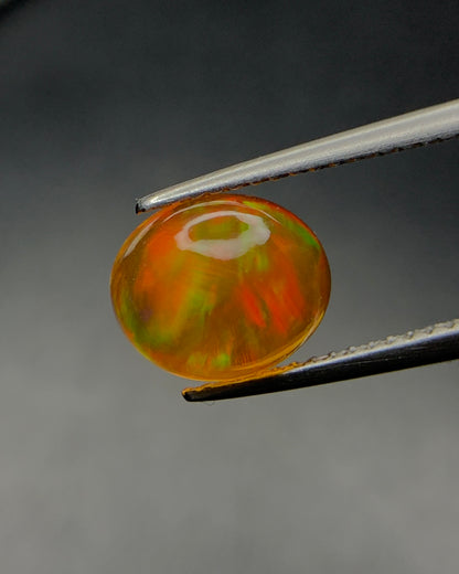 Natural Mexican Fire Opal 2.59 Carat 9.3x7.8 MM Oval Shape Cabochon Gemstone 
