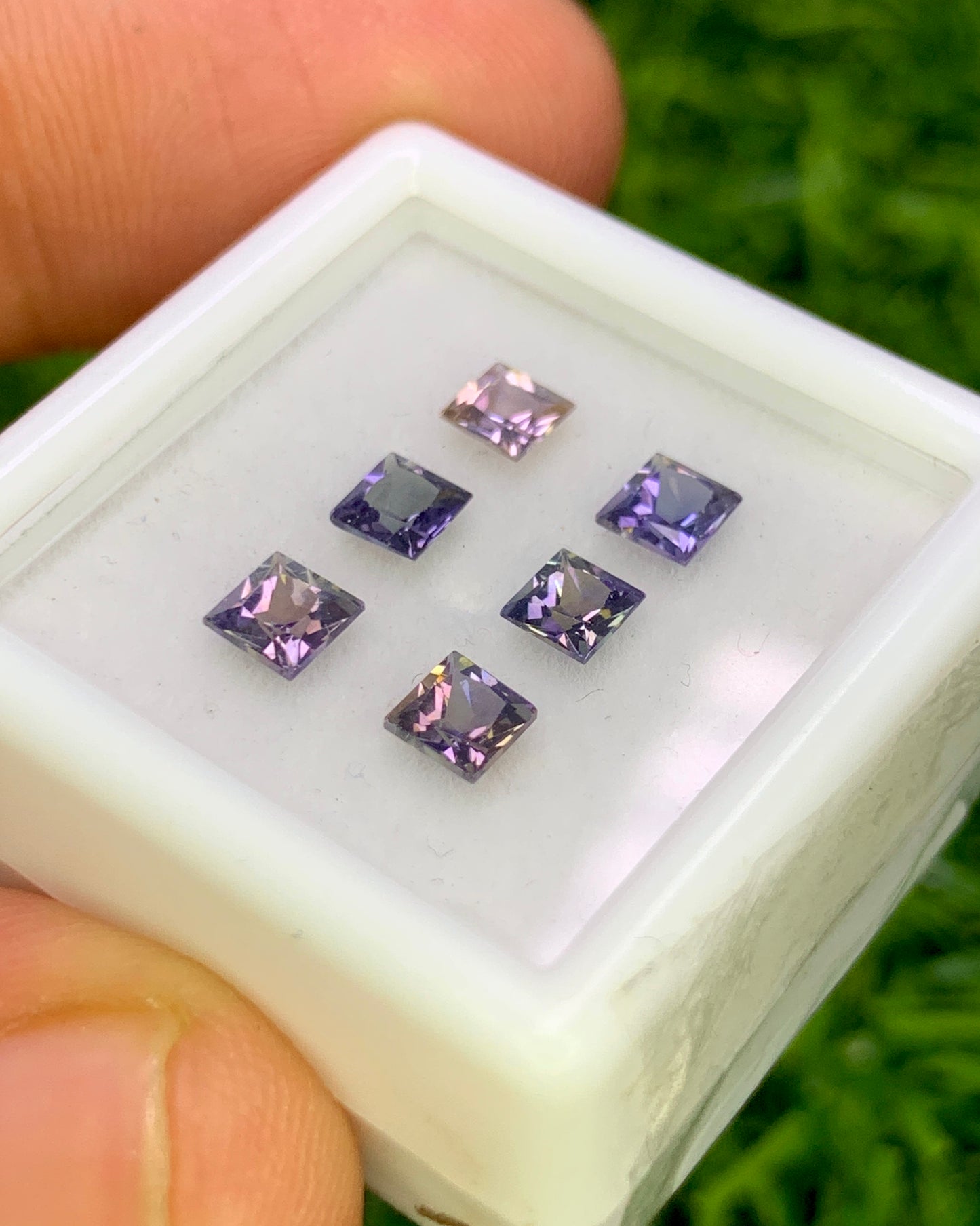 Natural Unheated Bi Color Tanzanite Lot 1.40 Carat Mix Size Square Shape Faceted Gemstone 6 Piece Lot