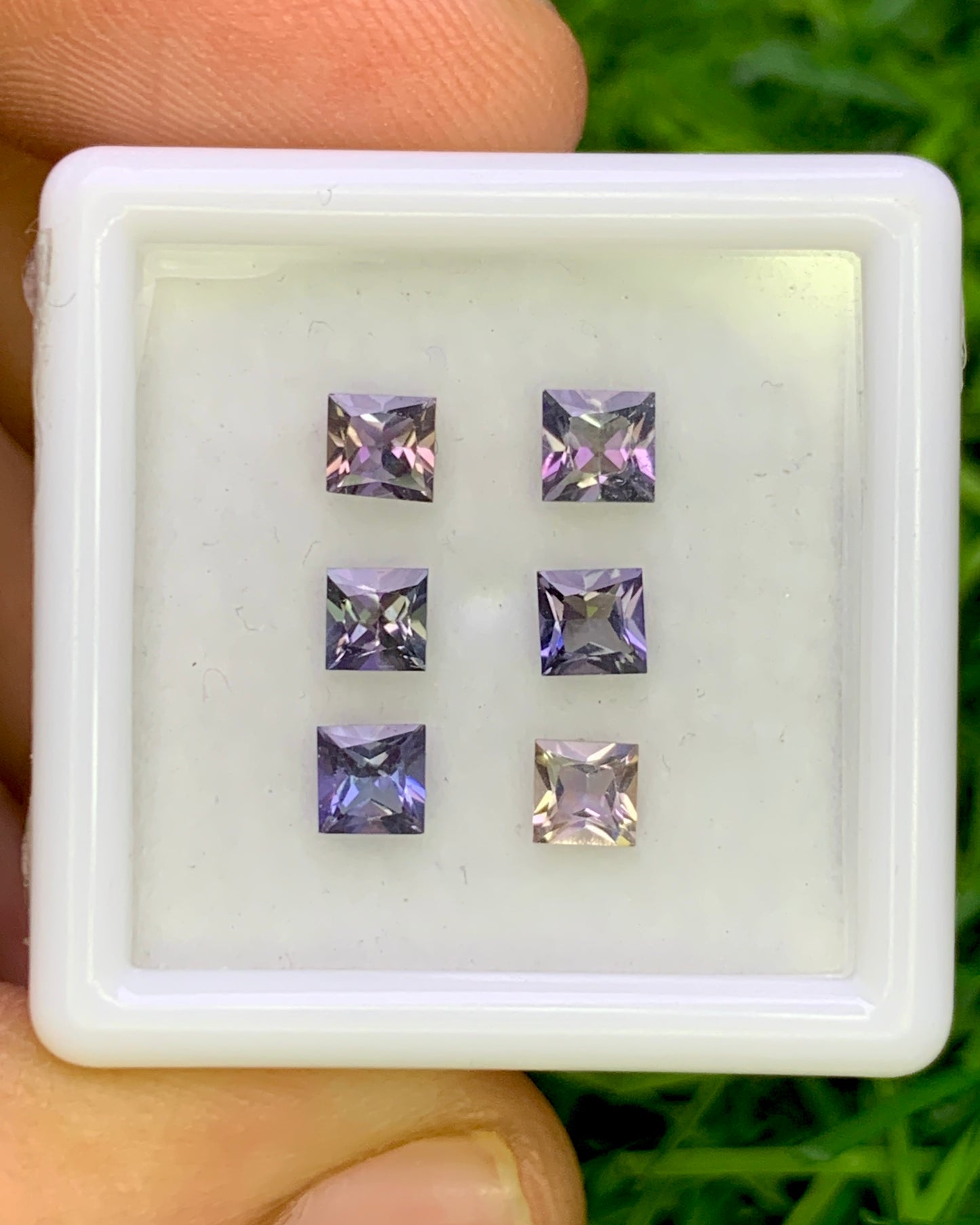 Natural Unheated Bi Color Tanzanite Lot 1.40 Carat Mix Size Square Shape Faceted Gemstone 6 Piece Lot