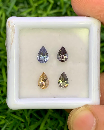 Natural Unheated Tanzanite Lot 1.19 Carat 5.6x3.6/5x3.6 Pear Shape Faceted Gemstone 4 Piece Lot