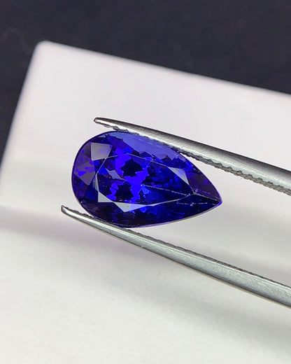 Natural AAA+ Blue Tanzanite 4.28 Carat 12.6x7.7x6.5 MM Pear Shape Faceted Gemstone