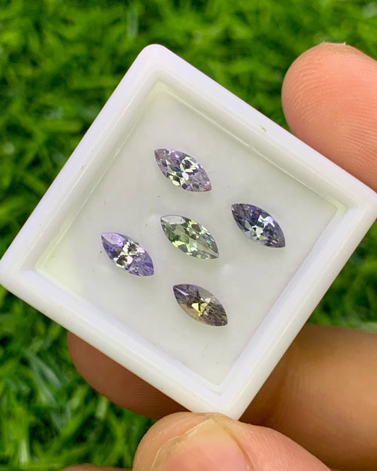 Natural Unheated Tanzanite Lot 1.87 Carat 7.3x3.4/7x3.3 MM Marquise Shape Faceted Gemstone 5 Piece Lot