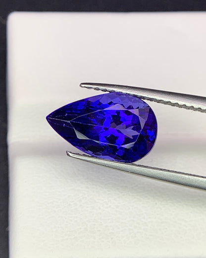 Natural AAA+ Blue Tanzanite 4.28 Carat 12.6x7.7x6.5 MM Pear Shape Faceted Gemstone