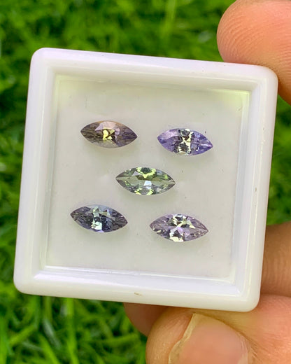 Natural Unheated Tanzanite Lot 1.87 Carat 7.3x3.4/7x3.3 MM Marquise Shape Faceted Gemstone 5 Piece Lot