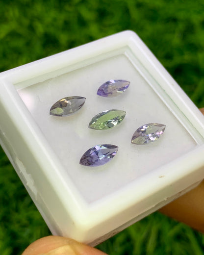 Natural Unheated Tanzanite Lot 1.87 Carat 7.3x3.4/7x3.3 MM Marquise Shape Faceted Gemstone 5 Piece Lot