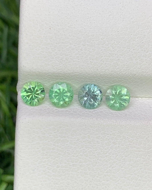 Natural Rare Kornerupine Lot 1.09 Carat 4x4 MM Round Shape Faceted Gemstone 4 Piece Lot