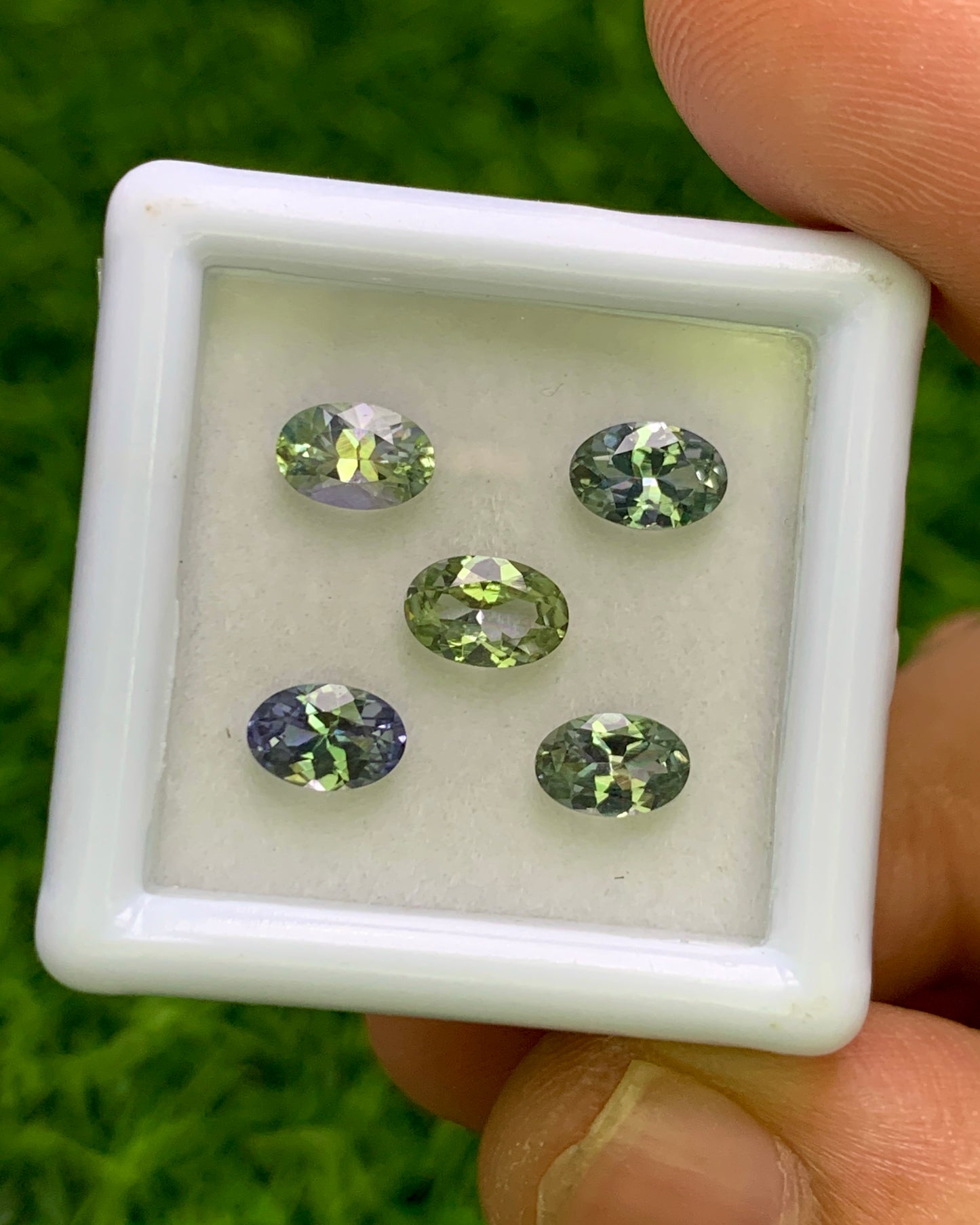 Natural Unheated Bi Color Tanzanite Lot 2.06 Carat 6x4/5.7x3.7 MM Oval Shape Faceted Gemstone 5 Piece Lot