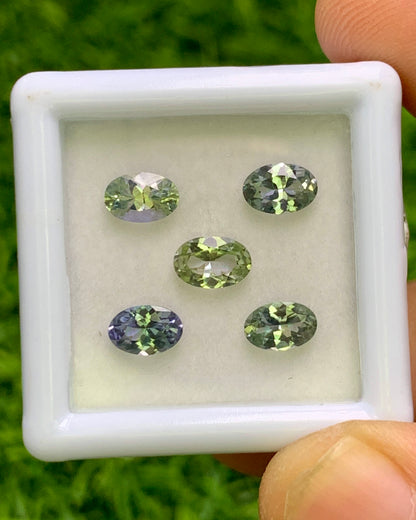 Natural Unheated Bi Color Tanzanite Lot 2.06 Carat 6x4/5.7x3.7 MM Oval Shape Faceted Gemstone 5 Piece Lot