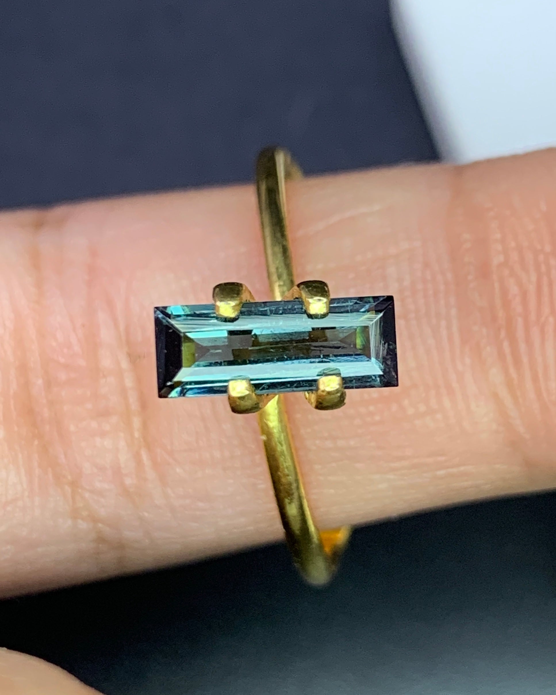Natural Blue Tourmaline 0.87 Carat 9.7x3.7 MM Baguette Shape Faceted Gemstone