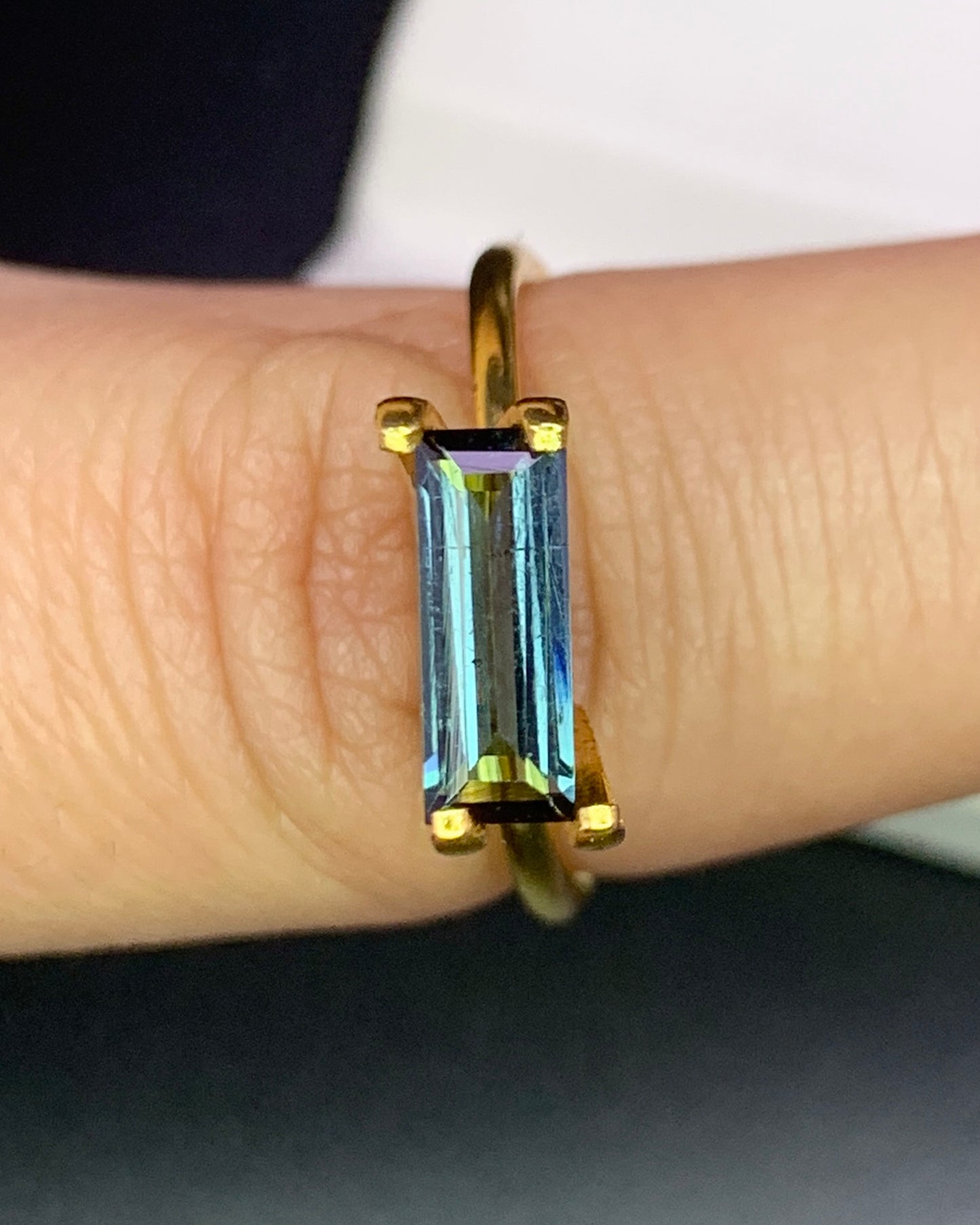Natural Blue Tourmaline 0.87 Carat 9.7x3.7 MM Baguette Shape Faceted Gemstone