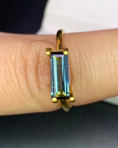 Natural Blue Tourmaline 0.87 Carat 9.7x3.7 MM Baguette Shape Faceted Gemstone
