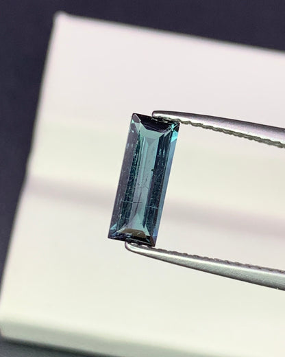 Natural Blue Tourmaline 0.87 Carat 9.7x3.7 MM Baguette Shape Faceted Gemstone