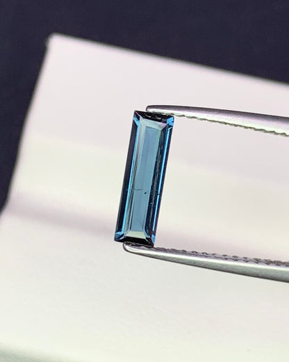 Natural Blue Tourmaline 0.67 Carat 10.3x3.1 MM Baguette Shape Faceted Gemstone 