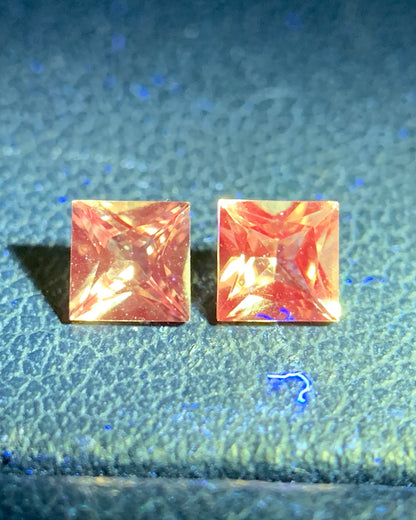 Natural Rare Dragon Garnet / Fluorescent Chromium Vanadium Malaya Garnet Lot 0.69 Carat 4x4 MM Square Shape Faceted Gemstone 2 Piece Lot