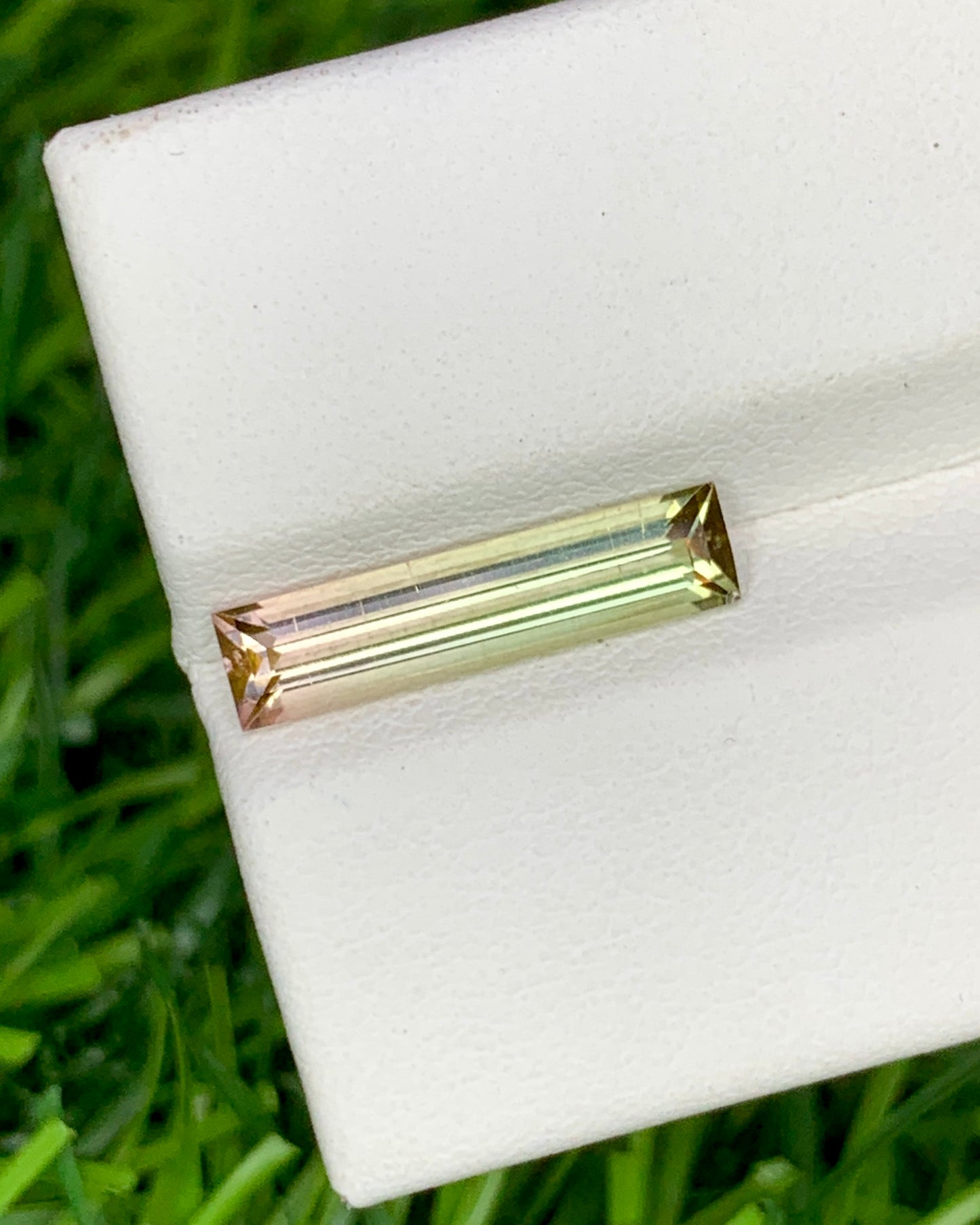 Natural Bi Color Tourmaline 1.79 Carat 15.9x3.8 MM Baguette Shape Faceted Gemstone