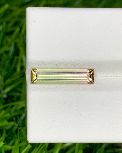 Natural Bi Color Tourmaline 1.79 Carat 15.9x3.8 MM Baguette Shape Faceted Gemstone