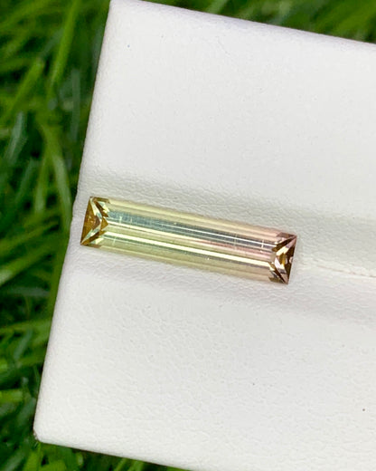Natural Bi Color Tourmaline 1.79 Carat 15.9x3.8 MM Baguette Shape Faceted Gemstone