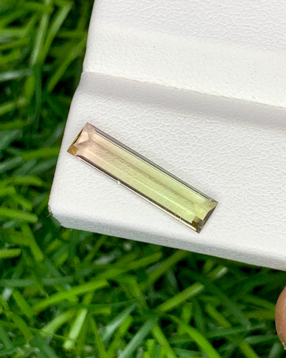 Natural Bi Color Tourmaline 1.79 Carat 15.9x3.8 MM Baguette Shape Faceted Gemstone