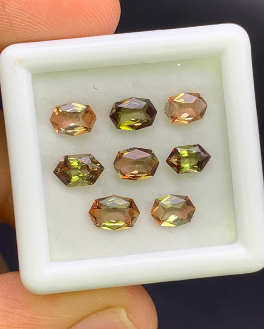 Natural Bi Color Andalusite Lot 2.39 Carat Mix Size Fancy Shape Faceted Gemstone 8 Piece Lot