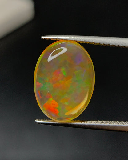 Natural Mexican Fire Opal 4.64 Carat 14.5x11.8 MM Oval Shape Cabochon Gemstone 