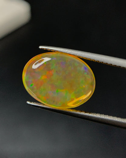 Natural Mexican Fire Opal 4.64 Carat 14.5x11.8 MM Oval Shape Cabochon Gemstone 