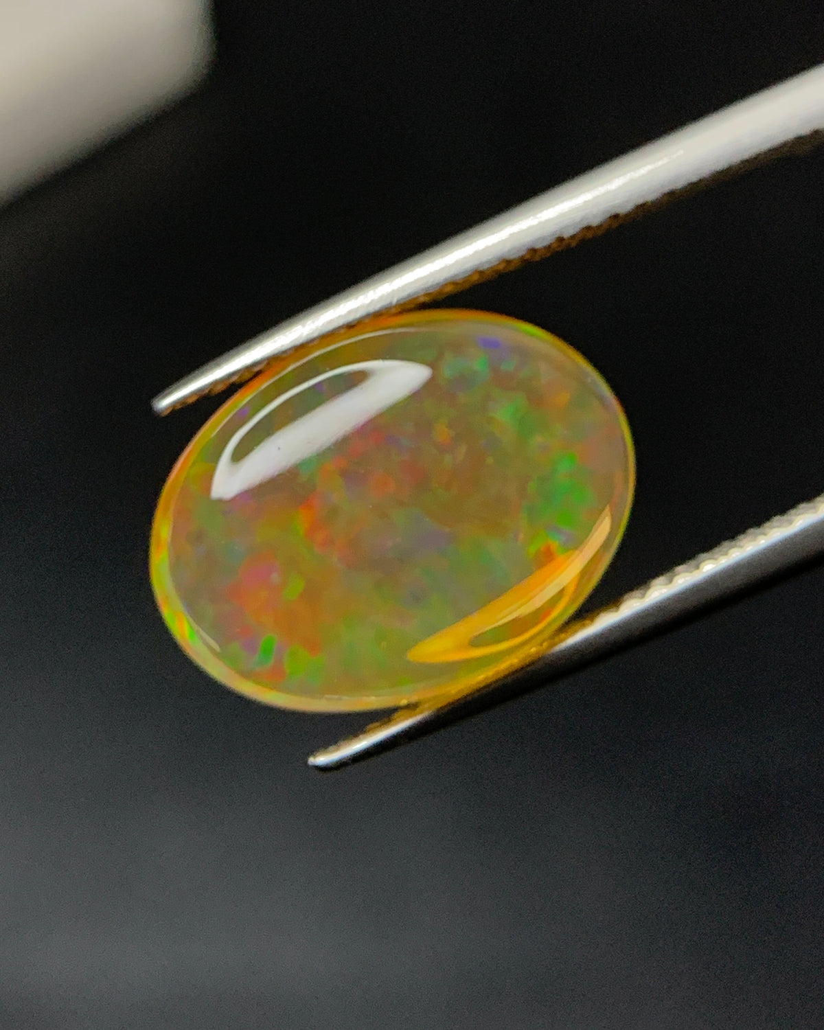 Natural Mexican Fire Opal 4.64 Carat 14.5x11.8 MM Oval Shape Cabochon Gemstone 