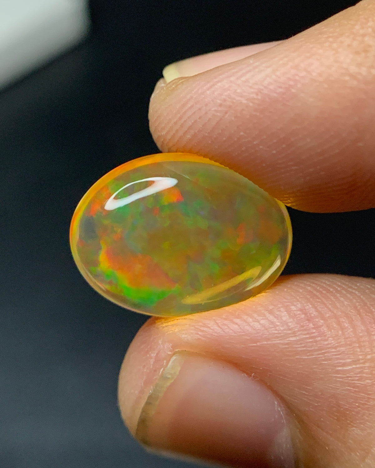 Natural Mexican Fire Opal 4.64 Carat 14.5x11.8 MM Oval Shape Cabochon Gemstone 