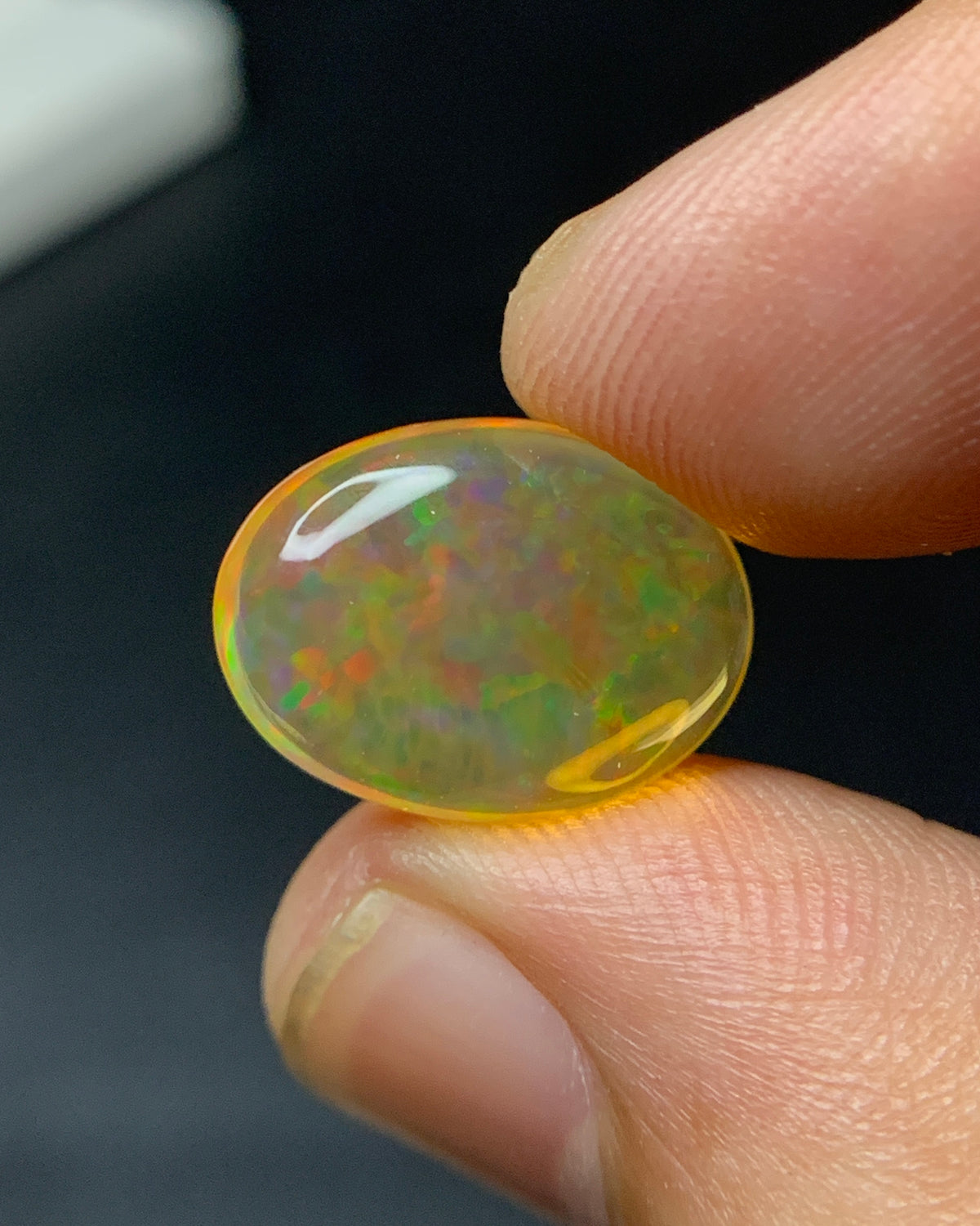 Natural Mexican Fire Opal 4.64 Carat 14.5x11.8 MM Oval Shape Cabochon Gemstone 